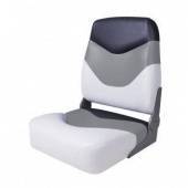 Сиденье мягкое складное Premium High Back Boat Seat, (Бело-Серое) RemLodok-Shop.ru