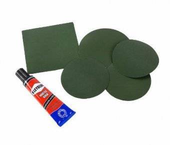 Ремкомплект лодки ПВХ (клей+ 5 латок 10х10см, Зеленый) RemLodok-Shop.ru