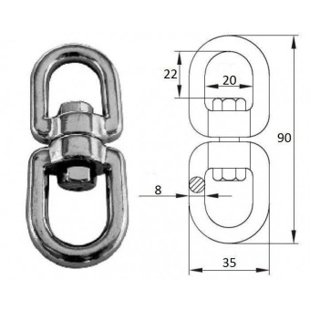 Вертлюг петля-петля 8мм RemLodok-Shop.ru