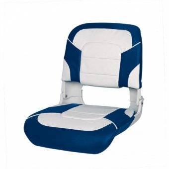 Сиденье пластмассовое складное с подложкой All Weather High Back Seat, бело-синее RemLodok-Shop.ru